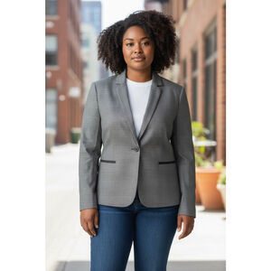 Women's Tahari Gray Blazer with Black Trim 4P